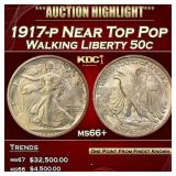 1917-p Walking Liberty Half Dollar Near Top Pop 50