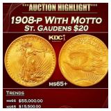 1908-p With Motto Gold St. Gaudens Double Eagle $2