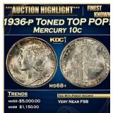 1936-p Mercury Dime Toned TOP POP! 10c ms68+ SEGS