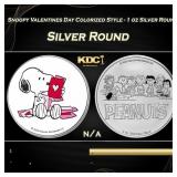 Snoopy Valentines Day Colorized Style - 1 oz Silve