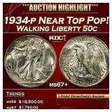 1934-p Walking Liberty Half Dollar Near Top Pop! 5