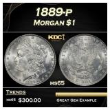 1889-p Morgan Dollar $1 Grades ms65