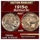 1915-d Buffalo Nickel 5c ms65 SEGS