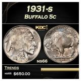 1931-s Buffalo Nickel 5c Grades ms66