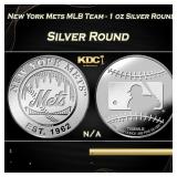 New York Mets MLB Team - 1 oz Silver Round Round