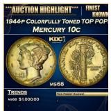 1944-p Mercury Dime Colorfully Toned TOP POP! 10c