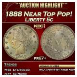 1888 Proof Liberty Nickel Near Top Pop! 5c pr67+ S