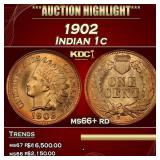1902 Indian Cent . 1c ms66+ rd SEGS