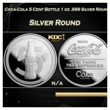 Coca-Cola 5 Cent Bottle 1 oz .999 Silver Round Rou