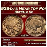 1938-d/s Buffalo Nickel Near Top Pop! 5c ms67+ SEG