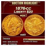1876-cc Gold Liberty Double Eagle $20 ms61 SEGS