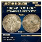 1927-p Standing Liberty Quarter TOP POP! 25c ms67+