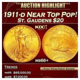1911-d Gold St. Gaudens Double Eagle Near Top Pop!