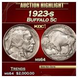1923-s Buffalo Nickel 5c ms64 SEGS