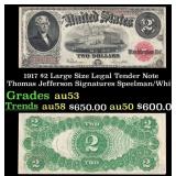 1917 $2 Large Size Legal Tender Note Thomas Jeffer