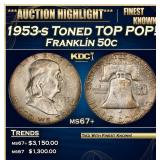 1953-s Franklin Half Dollar Toned TOP POP! 50c ms6