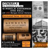 20 GIMBLES Silver Dollar Roll Morgan UNC C