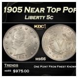 1905 Liberty Nickel Near Top Pop 5c ms66 SEGS