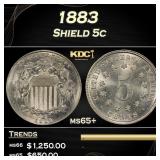 1883 Shield Nickel 5c ms65+ SEGS