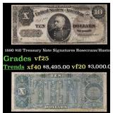 1890 $10 Treasury Note Grades vf+ Signatures Rosec