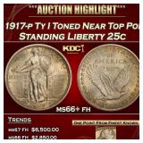 1917-p Ty I Standing Liberty Quarter Toned Near To