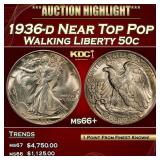 1936-d Walking Liberty Half Dollar Near Top Pop 50