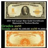 1907 $10 Large Size Gold Certificate Grades Select