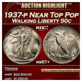 1937-p Walking Liberty Half Dollar Near Top Pop 50