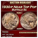 1930-p Buffalo Nickel Near Top Pop 5c ms66+ SEGS