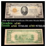 1928 $20 Gold Certificate FR-2402 Woods/Mellon Gra