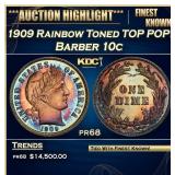 1909 Proof Barber Dime Rainbow Toned TOP POP! 10c