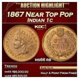 1867 Indian Cent Near Top Pop 1c ms66 rb SEGS