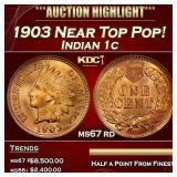 1903 Indian Cent Near Top Pop! 1c ms67 rd SEGS