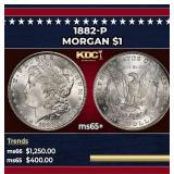 1882-p Morgan Dollar $1 Grades ms65+