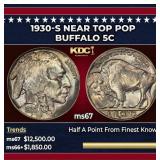 1930-s Buffalo Nickel Near Top Pop 5c ms67 SEGS