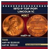 1972-p Lincoln Cent TOP POP! 1c ms67+ rd SEGS