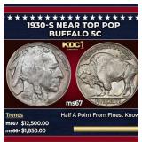 1930-s Buffalo Nickel Near Top Pop 5c ms67 SEGS