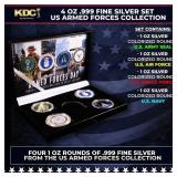 4 OZ .999 Fine Silver Set US Armed Forces Colorize