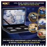 5 Coin Pearl Harbor Gold Plated Round Collection I
