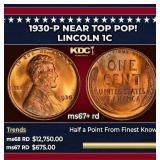 1930-p Lincoln Cent Near Top Pop! 1c ms67+ rd SEGS