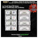 4x Small Sized $5 Notes 1934/1953 Silver Certifica