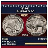 1915-d Buffalo Nickel 5c ms66 SEGS