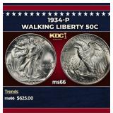 1934-p Walking Liberty Half Dollar 50c Grades ms66