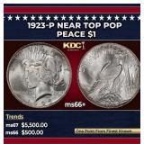 1923-p Peace Dollar Near Top Pop $1 ms66+ SEGS