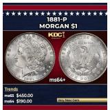 1881-p Morgan Dollar $1 Grades ms64+