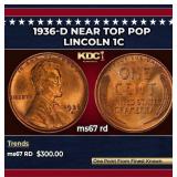 1936-d Lincoln Cent Near Top Pop 1c ms67 rd SEGS