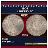 1905 Liberty Nickel 5c Grades ms65