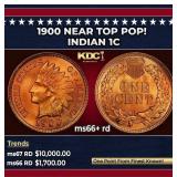 1900 Indian Cent Near Top Pop! 1c ms66+ rd SEGS