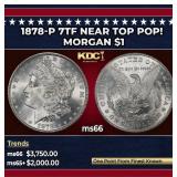 1878-p 7tf Morgan Dollar Near Top Pop! $1 ms66 SEG