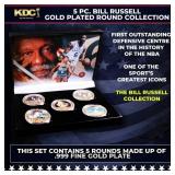 5 Coin Bill Russell Gold Plated Round Collection